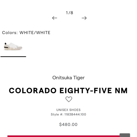 NWT Onitsuka Tiger COLORADO 85 White/White